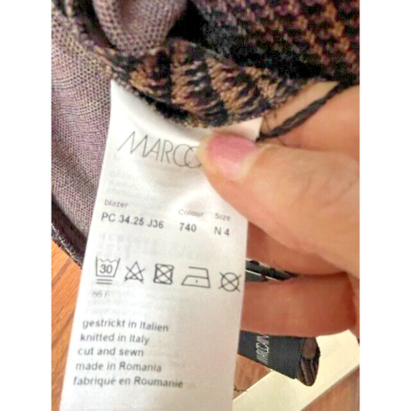 Marc Cain Women’s Plaid Tan Purple Blazer Jacket N4 US Size 10 NWT Retail $790 - Picture 9 of 14